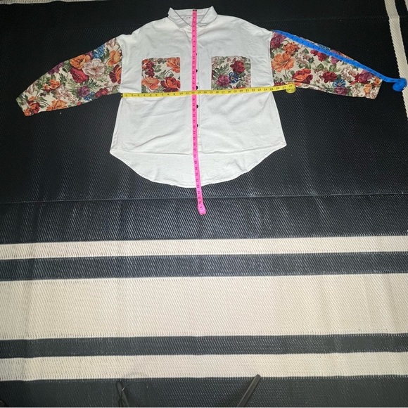 POL JACQUARD FLORAL VINTAGE CONTRAST SLEEVE SHACKET Cream Medium - Picture 9 of 13